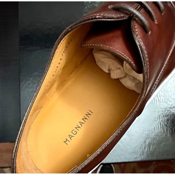 Magnanni Mens Brown Leather Low Top Lace Up Albert Cap Toe Sneaker Sz 12 M New - Picture 6 of 14